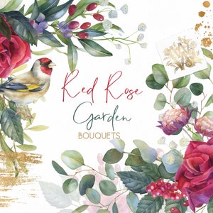 Rode roos aquarel bloem clipart, bordeaux bloemen bruiloft grens illustraties, Boho png, marsala bloei, gothic, goud folie frame, eucalyptus