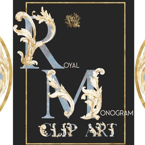 Blauw en wit alfabet clipart, goud folie monogram, antieke brieven clip art, sier ABC, png initialen, luxe branding