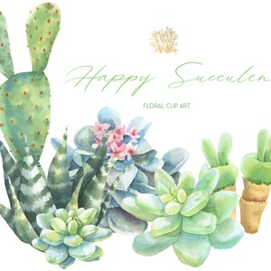 Cliparte suculenta de acuarela, imágenes prediseñadas boho, cactus lindos png, cliparte planificador