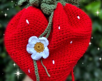 crochet strawberry backpack
