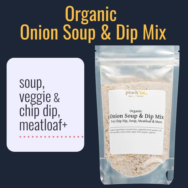 Organic Onion Soup and Dip Mix | VEGAN & Gluten Free For Chip/Veggie Dips, Meatloaf, More