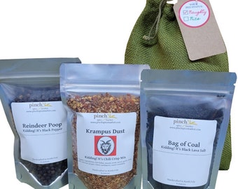 Gift for Foodies and Cooks on Santa & Krampus’ Naughty List | Funny Organic Spice Gift Bag