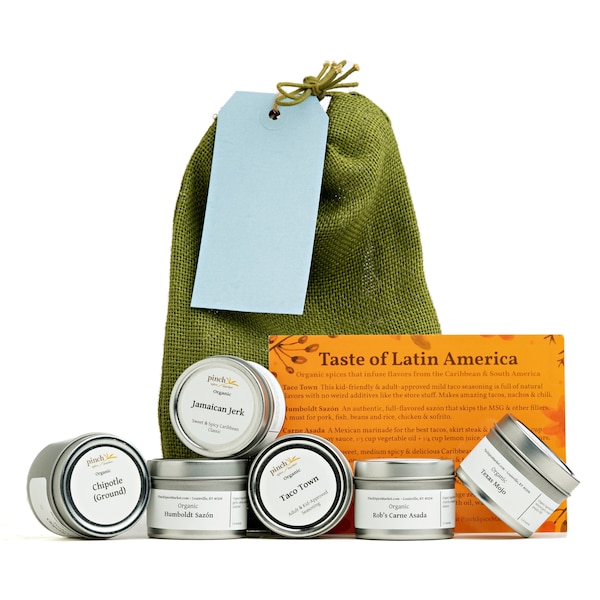 Taste of Latin America Organic Spice Gift Bag | For People Who Love Mexican, South American & Caribbean Food