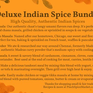 Indian Masalas 6-Pack Bundle Indian Spices Gift Organic Tandoori, Chaat, Curry, Chai, Tikka & Garam Seasonings Bild 2