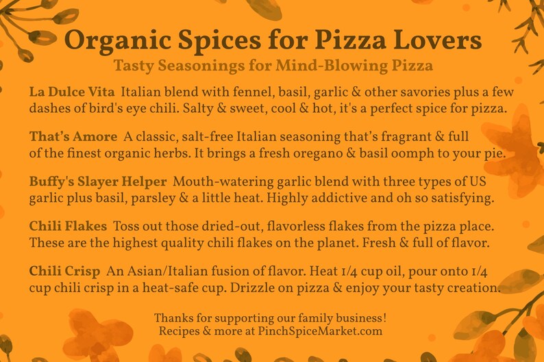 Pizza Lovers Organic Italian Spices Gift Bag  Perfect Foodie image 2