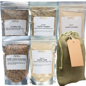 Garlic Lover’s Organic Spice Bundle: 5-Pack of Garlic Seasonings Made with California USA Grown Garlic