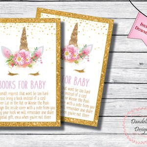 Unicorn Books for Baby Card, Unicorn Card, Unicorn Baby Shower Party ...