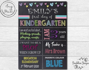 Back to school sign, first day of school poster, kindergarten sign, Prek Preschool sign, Printable Chalkboard, first day, school sign
