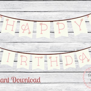 Woodland birthday banner, Woodland party decorations, Happy Birthday, woodland birthday, Woodland forest friend, birthday party, fox, racoon