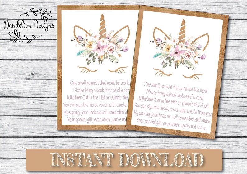 Unicorn Books for Baby Unicorn Baby Shower Unicorn Card - Etsy