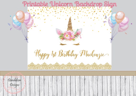 Unicorn Birthday Backdrop Unicorn Banner 1st Birthday Etsy