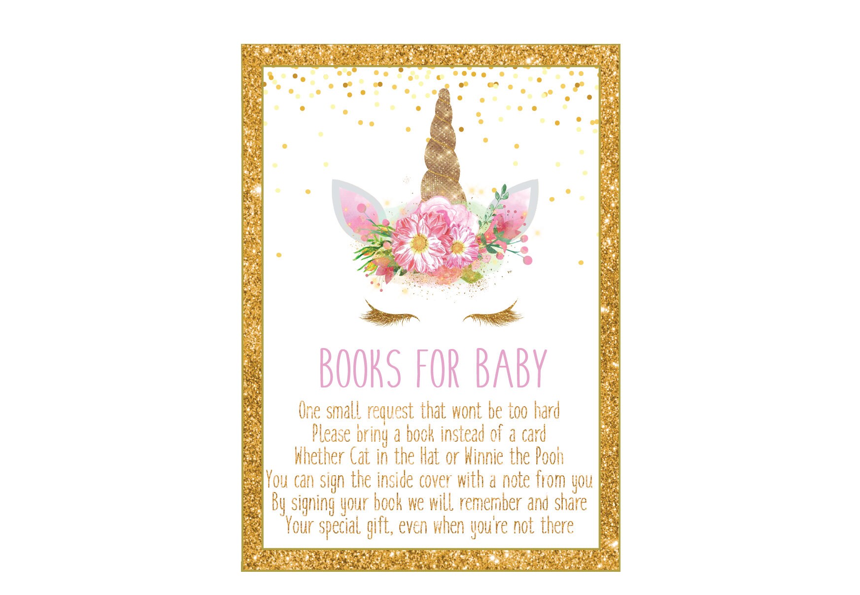 Unicorn Books for Baby card Unicorn card Unicorn baby shower | Etsy