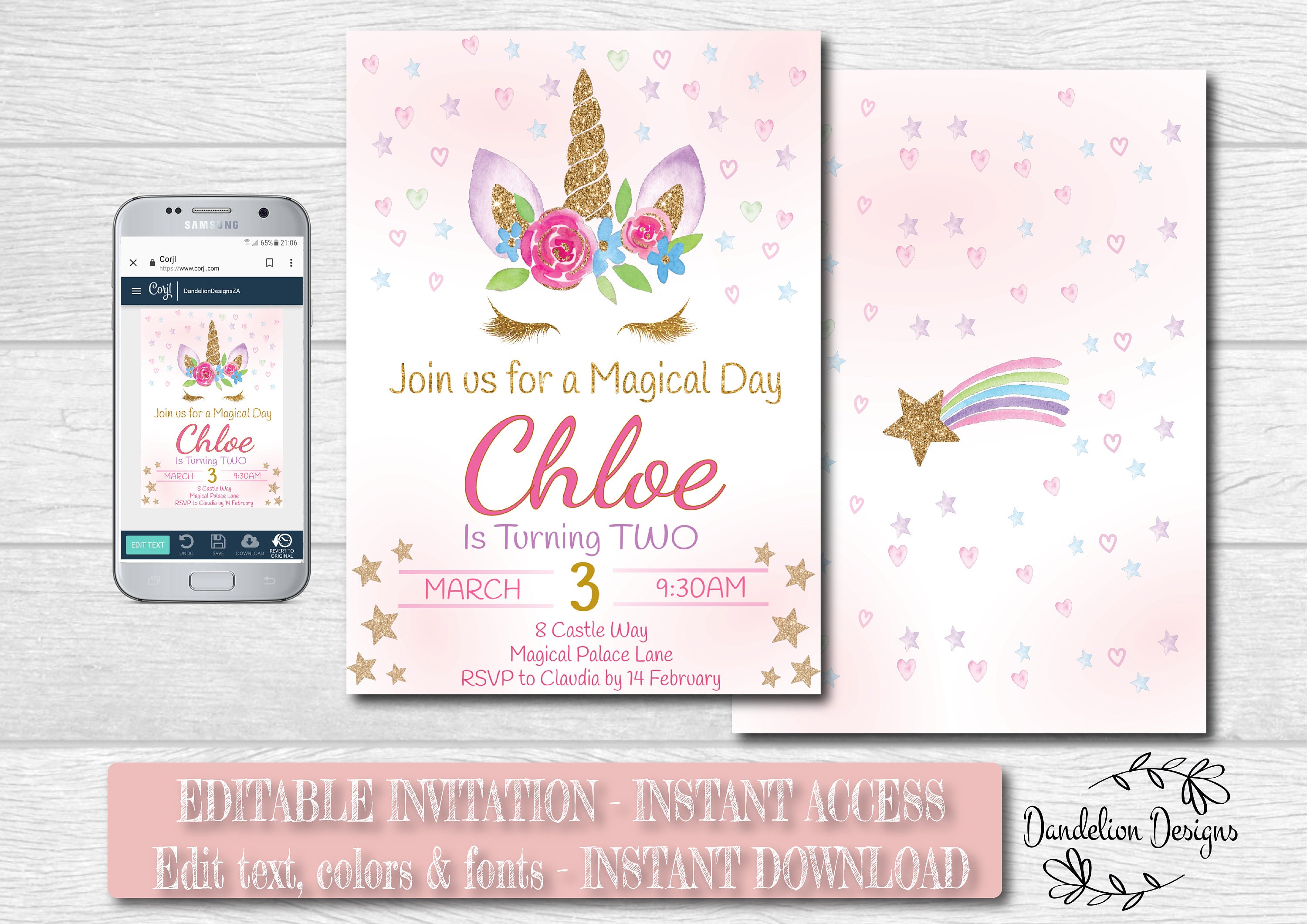 Unicorn party invitation, Pastel unicorn invitation, Unicorn birthday…