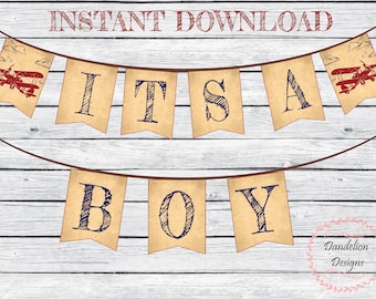Airplane baby shower, Airplane banner, Airplane party decorations, its a boy, Time Flies, Up and away, vintage airplane, instant download
