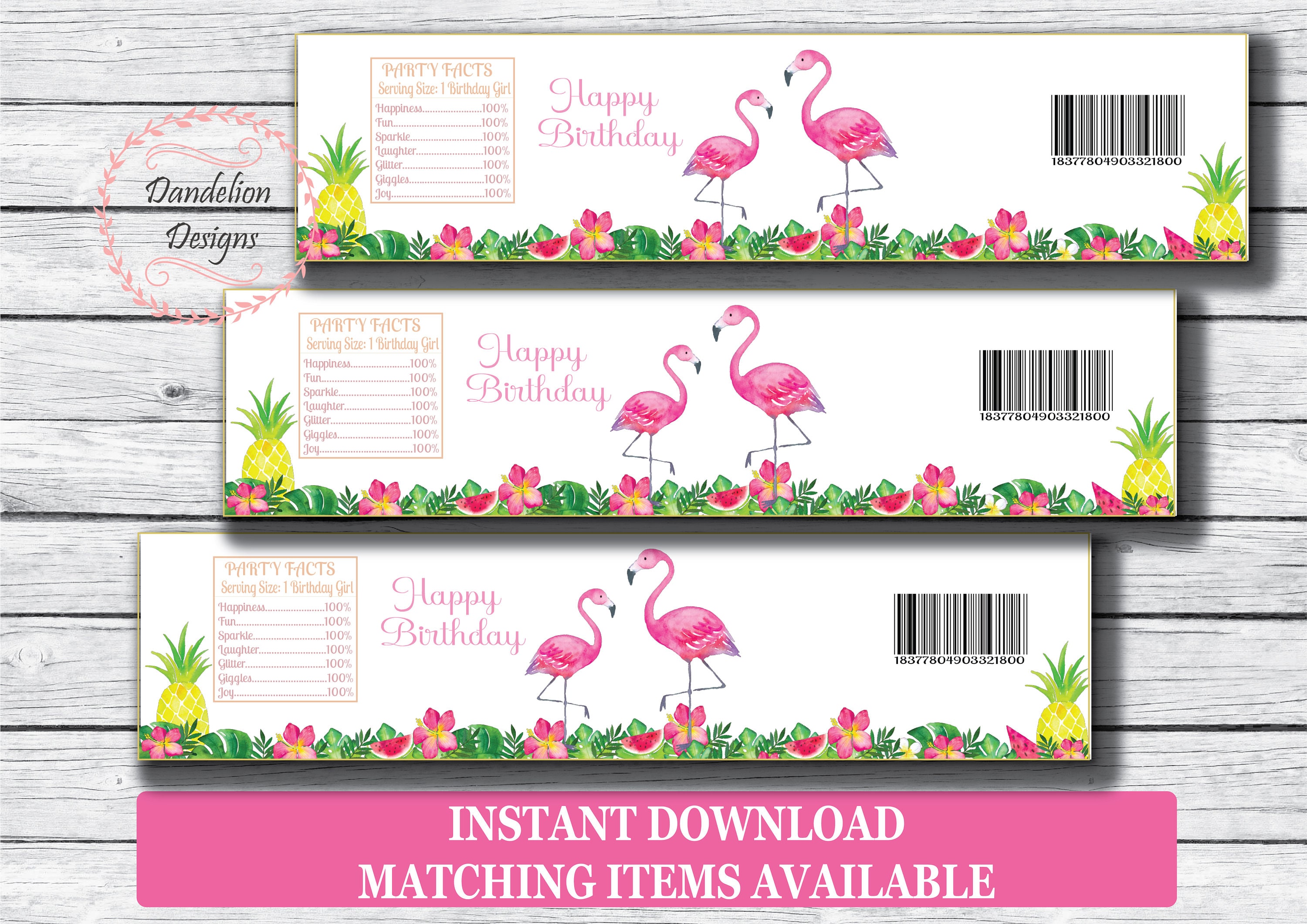 Flamingo Water Bottle Labels Flamingo party Flamingo party | Etsy