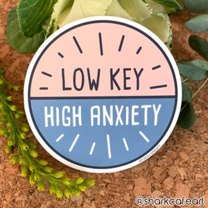 Low Key High Anxiety Sticker | Cute Funny Sticker | Self Care Gift