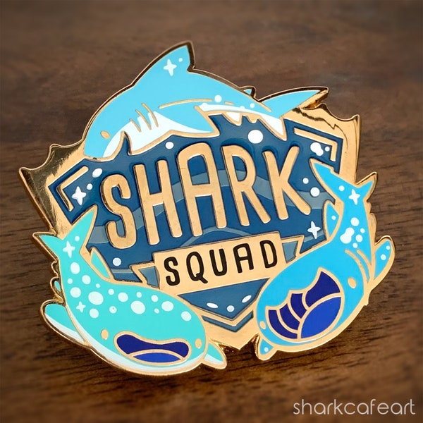 Shark Squad Hard Enamel Pin | Shark Lover Enamel Pin | Shark Nerd Enamel Pin | Cute Shark Enamel Pin | Shark Gift | Animal Lover Enamel Pin