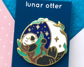 Lunar Otter FLAWED Enamel Pin | Sea Otter Enamel Pin | Sea Animals Enamel Pin | Cute Enamel Pin | Ocean Enamel Pin | Otter Lover Gift
