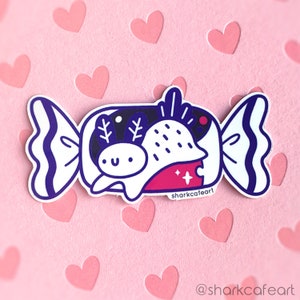 Weißer Hase Candy Sea Bunny Sticker | Niedliche Nudibranch Sea Slug Sticker | Japanisches Briefpapier