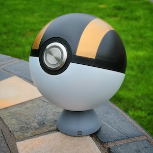 Realistic Pokeball with light-up button, cosplay, display item, geek cave, with stand