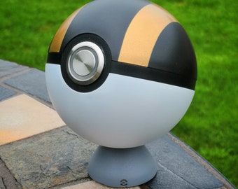 Realistic Pokeball with light-up button, cosplay, display item, geek cave, with stand
