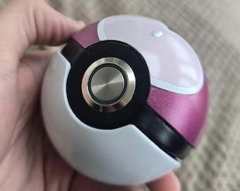 Light-Up Love Ball Pokeball Ring Case: Geeky Proposal Ring Holder with Display Stand