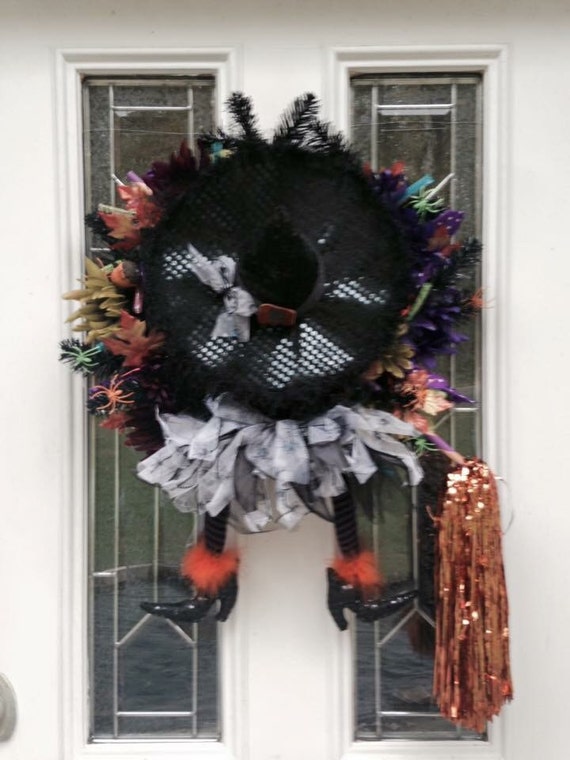 On Sale!! Crashing Witch Halloween Wreath