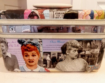 MADE TO ORDER: I Love Lucy Inspired Vintage Train Case/Makeup Case