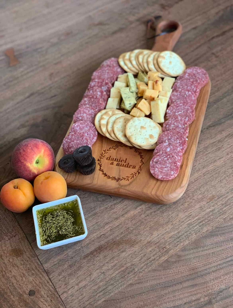 Cherry Wooden Charcuterie Board With Handle