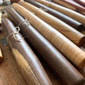 French Rolling Pin | Wooden tapered rolling pin | Handmade in Kentucky 12 inch & 20 inch  made of one block of walnut, maple , oak , cherry