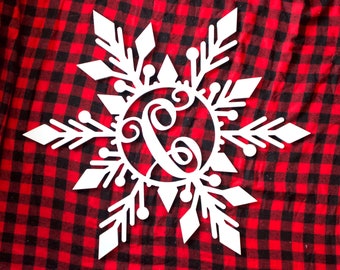 Christmas Wreath | Snowflake monogram Door Hanger | Wooden Wreath | Christmas door hanger | Made in Kentucky