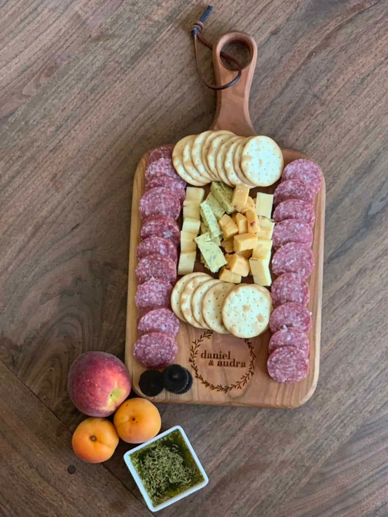 Cherry Wooden Charcuterie Board With Handle