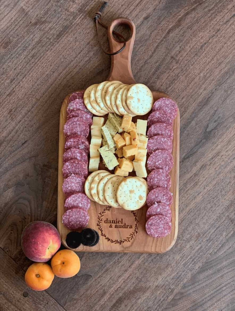 Cherry Wooden Charcuterie Board With Handle