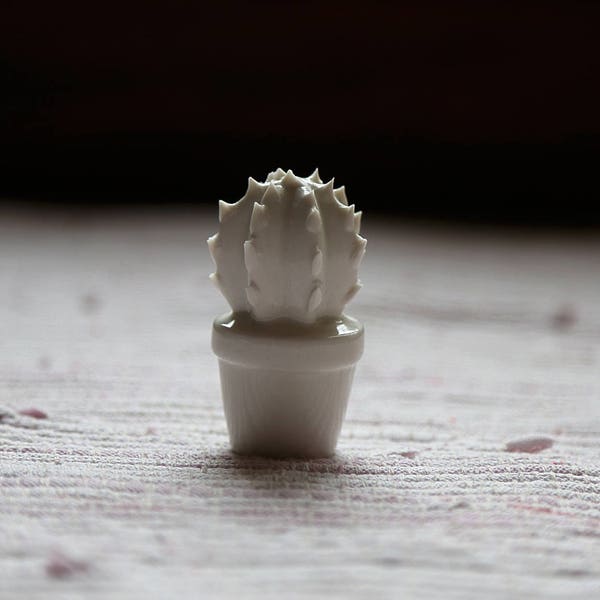 Reserved for Lisa Cactus small white porcelain figure. Home porcelain ornament.