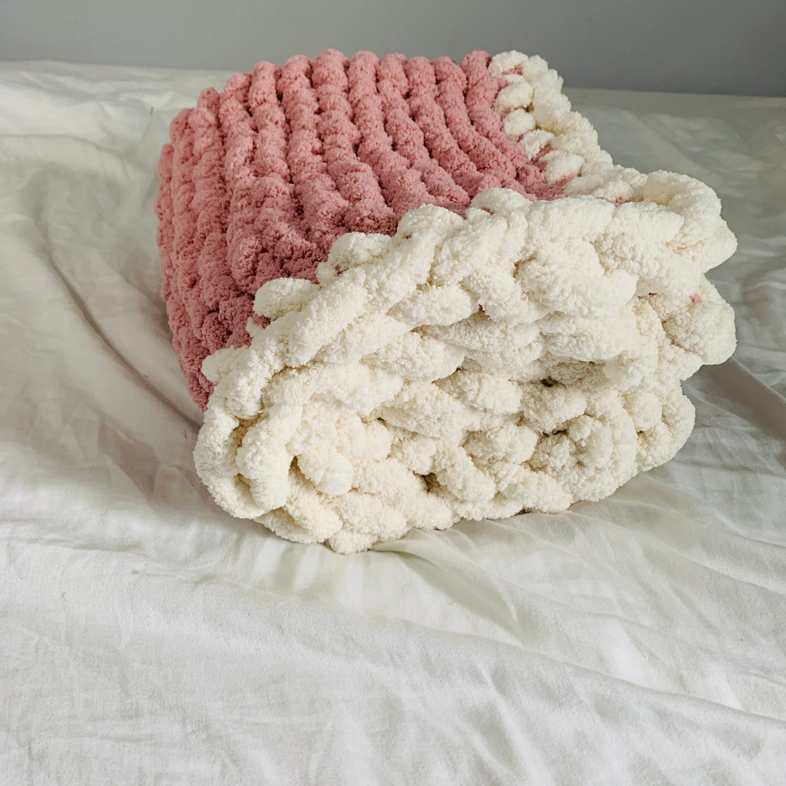 Chunky Yarn Baby Blanket Chunky Chenille Blanket Pink Baby Etsy