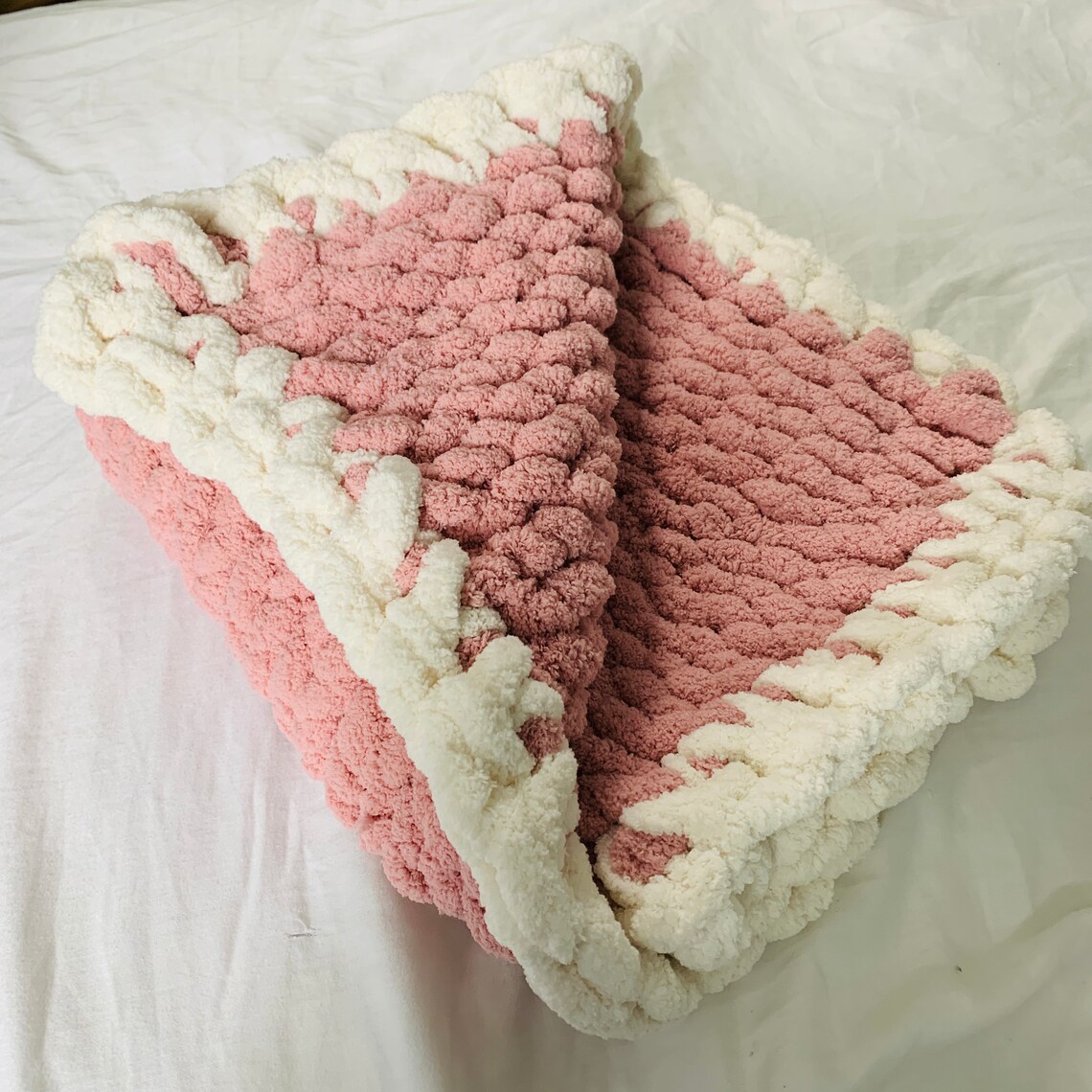 Chunky Yarn Baby Blanket Chunky Chenille Blanket Pink Baby Etsy
