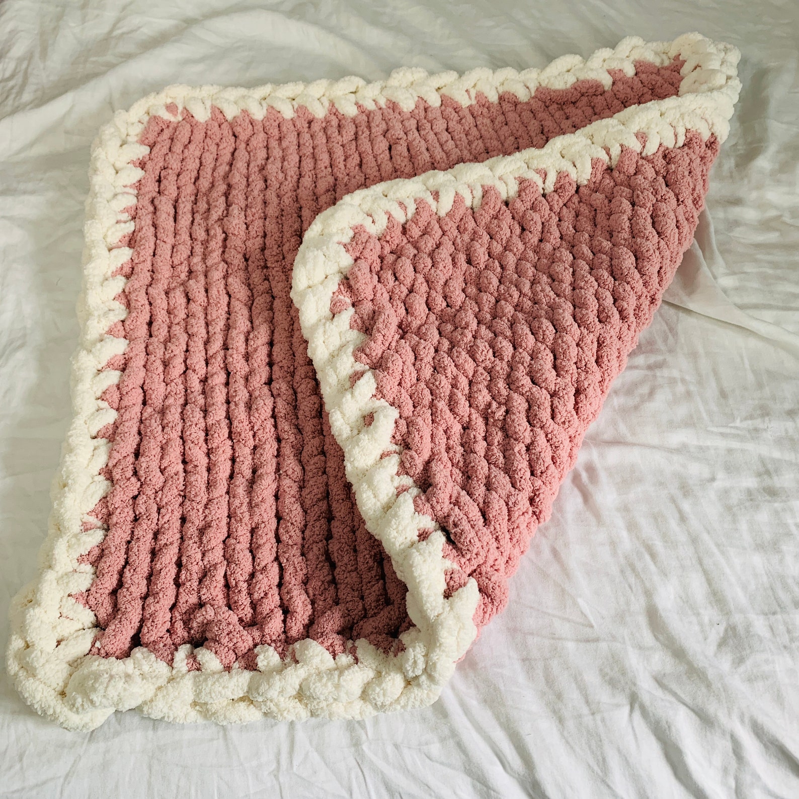 Chunky Yarn Baby Blanket Chunky Chenille Blanket Pink Baby Etsy