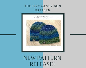 Izzy Messy Bun Beanie Crochet Pattern