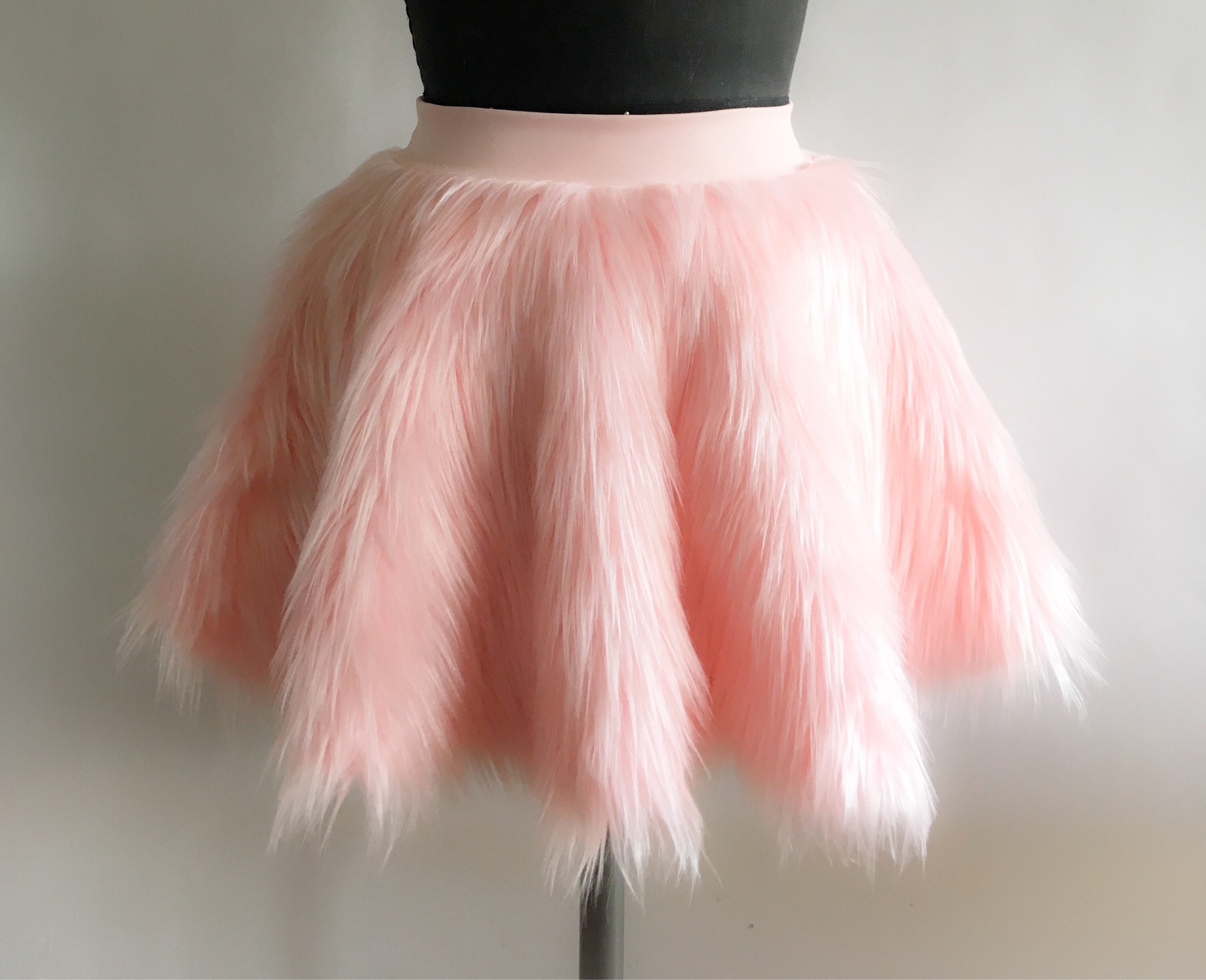 Pink Fur Circle MINI Skirt Costume Festival Rave Kawaii Y2k