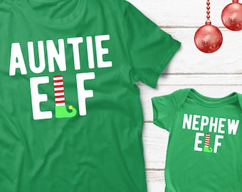 Aunt and Nephew Elf Christmas Gifts Aunt and Nephew Shirt Elf Funny Christmas Matching Pajamas
