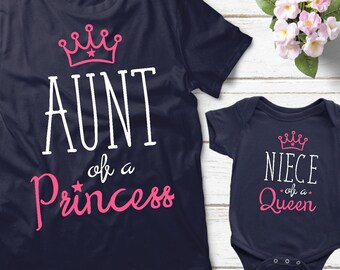 Aunt Niece Shirts Baby Bodysuit Matching Aunt Niece Shirts, Aunt Queen Shirt, Queen Princess Gifts, Aunt Niece,  Aunt Niece Outfit