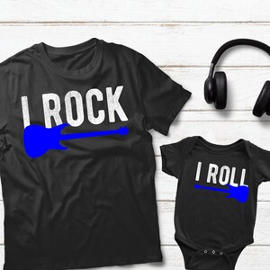 Dad and Son Shirts Father Son Matching Outfits Rock and Roll Guitar Player Musician Shirt Rock&#39;nroll Fathers Day Gift