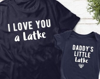 Hanukkah Dad and Baby Matching Shirts I Love You a Lake Hanukkah Baby Outfit