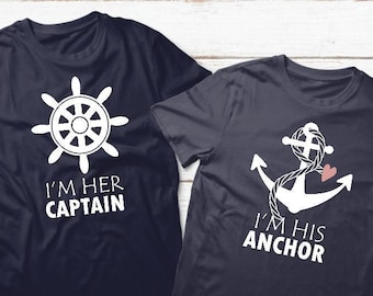 Couples Cruise Shirts His and Hers Matching Outfits Anchor and Captain Shirts