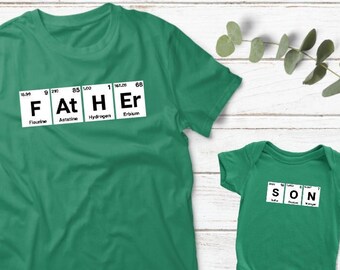 Periodic Table Dad and Baby Matching Shirts