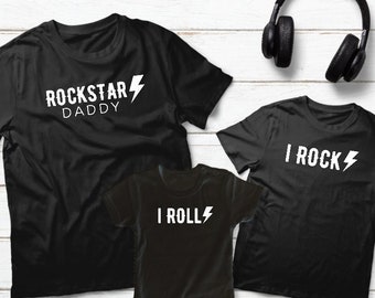 Dad and Baby Matching Shirts Rockstar Daddy and Me Outfits Rock and Roll Father Son Rock 'n Roll Gift