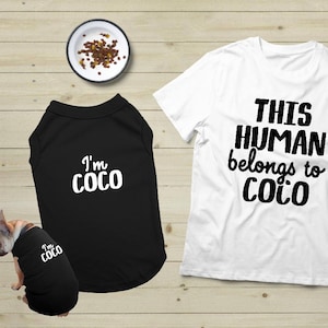 Dog Owner Matching Outfits Custom Name Dog Clothes Personalized Pet Owner Dog and Human Matching Pajamas