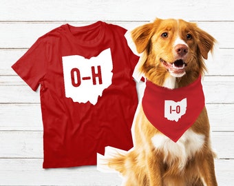 Matching Dog and Owner Clothes Ohio State Dog Bandana and Ohio Shirt