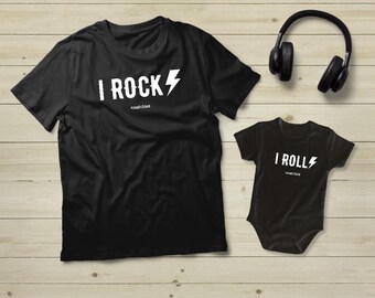 Dad and Son Shirts Father Son Matching Outfits Rock and Roll Guitar Player Musician Shirt Rock'nroll Fathers Day Gift