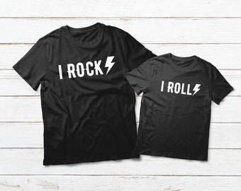 Dad and Son Shirts Matching Rockstar Rock and Roll Dad and Son Rock 'n Roll Gift